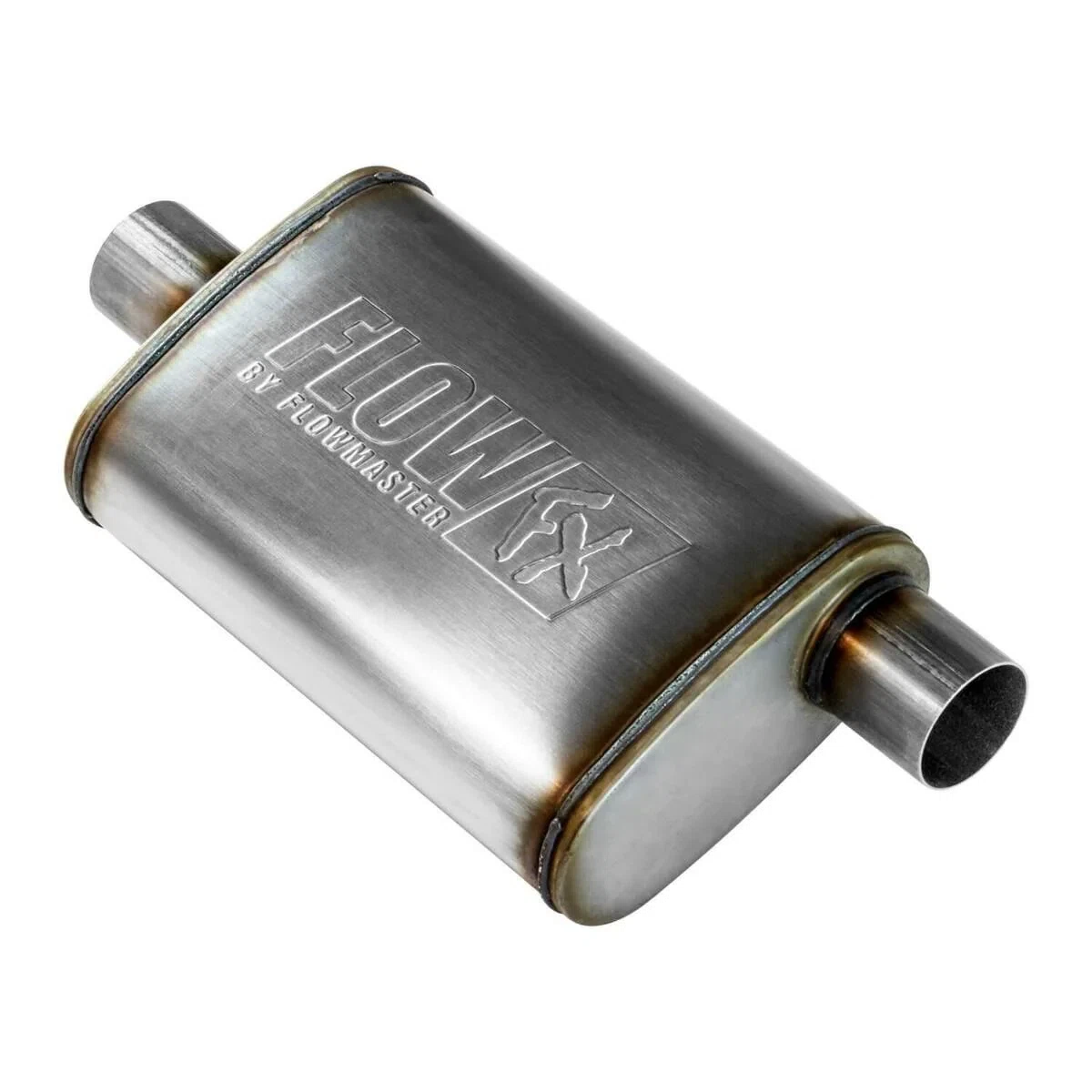 Muffler Flow FX 2.5_ Offset In_2.5_ Center Out SS Moderate Flowmaster